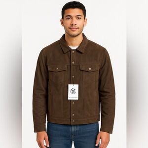 CXL by Christian Lacroix Men’s Faux Suede Brown Snap-Front Jacket Size Large NWT